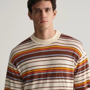 GANT Men's Oversized Fit Knitted Striped T-Shirt